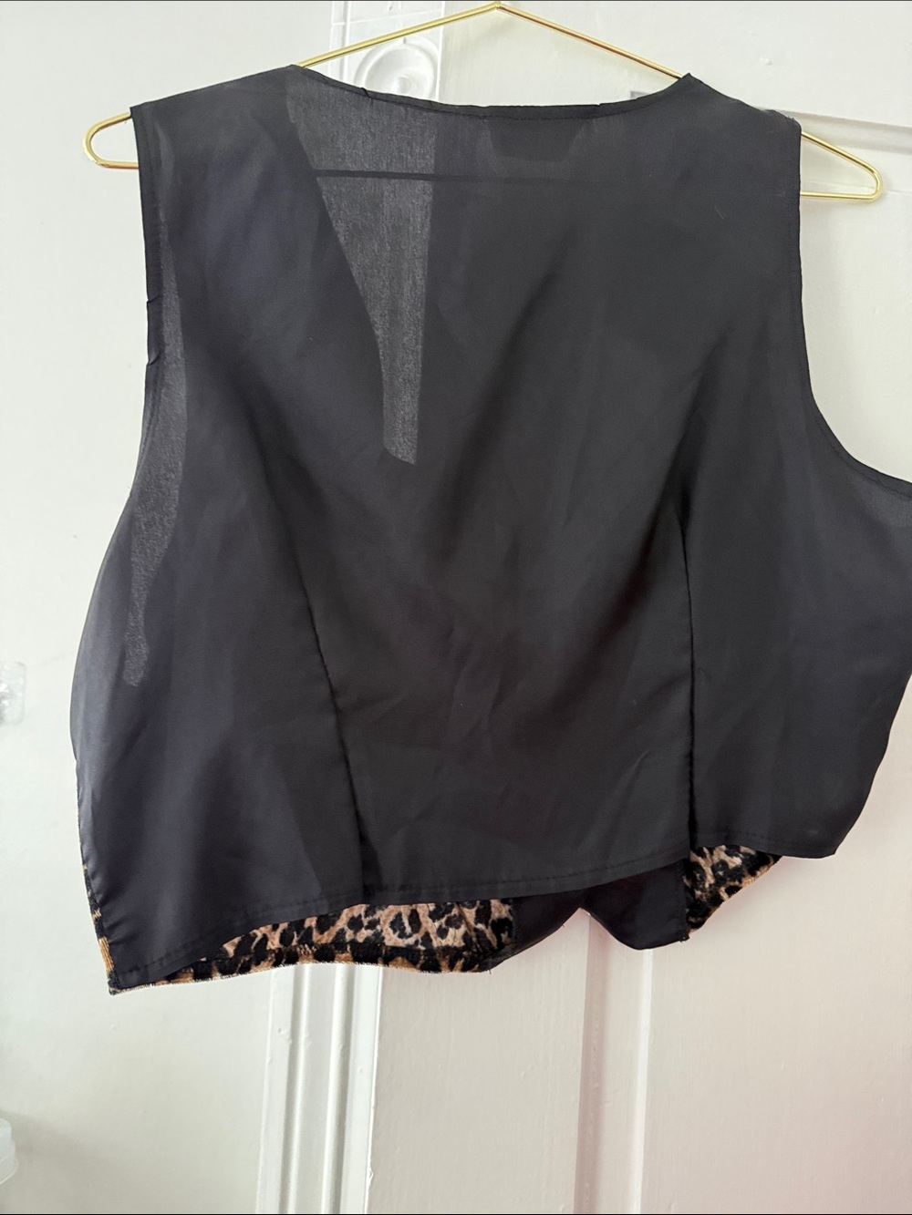 Leopard Print Velvet Vest - Brown/Black - Picture 5 of 5